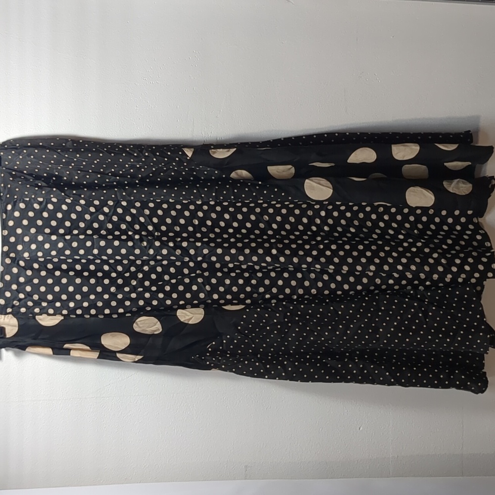 SFERA Collection Black and White Mixed Size Polka Dot Maxi Skirt, Size S/M